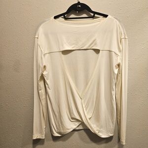 Lululemon Top Womens Small Long Sleeve Cream White Pullover Open Drape Back